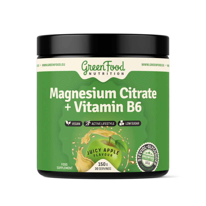 Magnesium Citrate + Vitamin B6 150 g - Geschmack: Grüner Apfel
