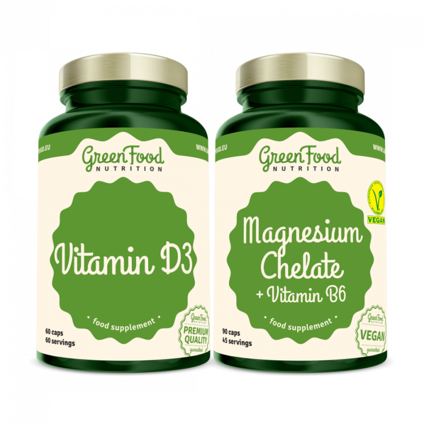Magnesiumchelat + Vitamin B6 90 Kapseln + Vitamin D3 60 Kapseln