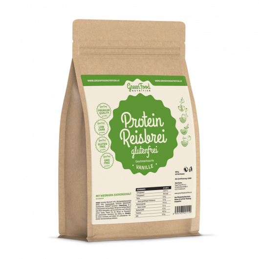 GreenFood Nutrition Protein Reisbrei glutenfrei 500g - Geschmackssorte: Vanille
