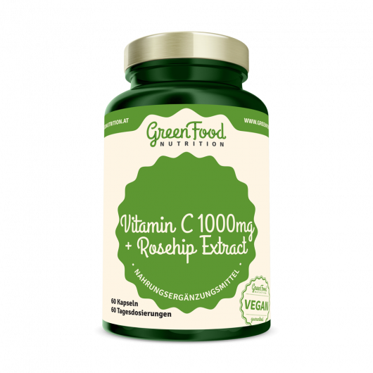 GreenFood Nutrition Vitamin C 1000 + Hagebutten Extrakt 60 Kapseln