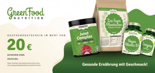 GreenFood Nutrition Gutschein - Wert: 20 Euro
