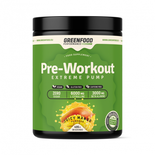GreenFood Nutrition Performance Pre-Workout 495g - Geschmackssorte: Juicy Mango