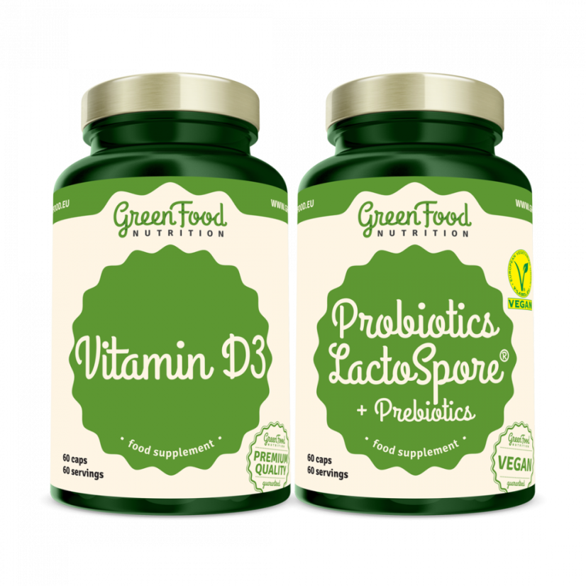 Probiotika LactoSpore® + Prebiotics 60 Kapseln + Vitamin D3 60 Kapseln